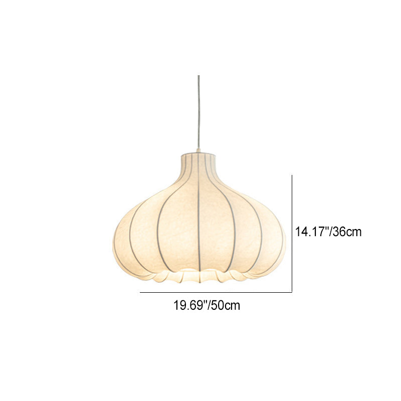 Suspension lumineuse 1 lumière en soie et fer avec abat-jour oignon traditionnel français pour salon 