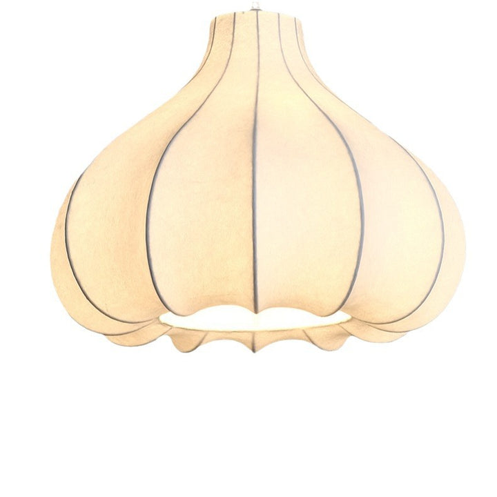 Suspension lumineuse 1 lumière en soie et fer avec abat-jour oignon traditionnel français pour salon 