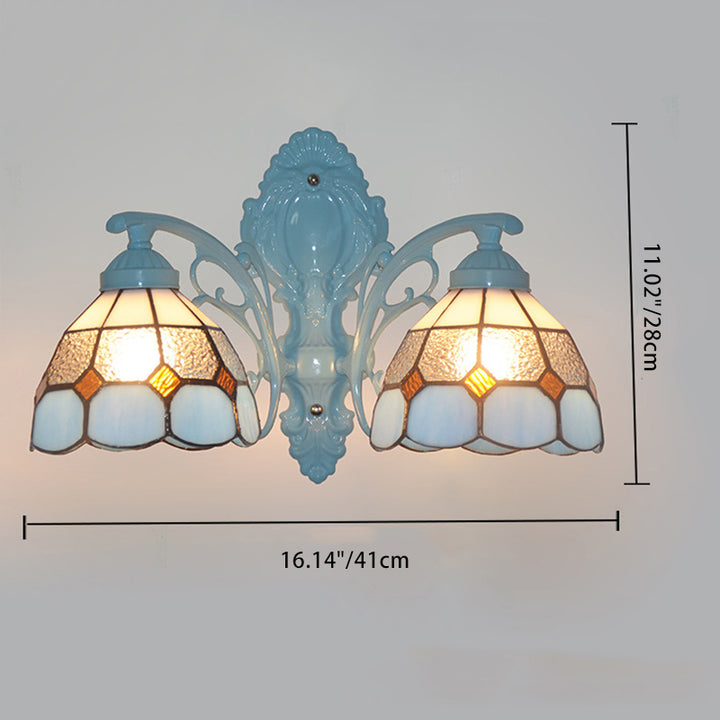 Zeitgenössische skandinavische runde konische Zweig Glas Eisen 2-Licht Wandleuchte Lampe für Wohnzimmer 