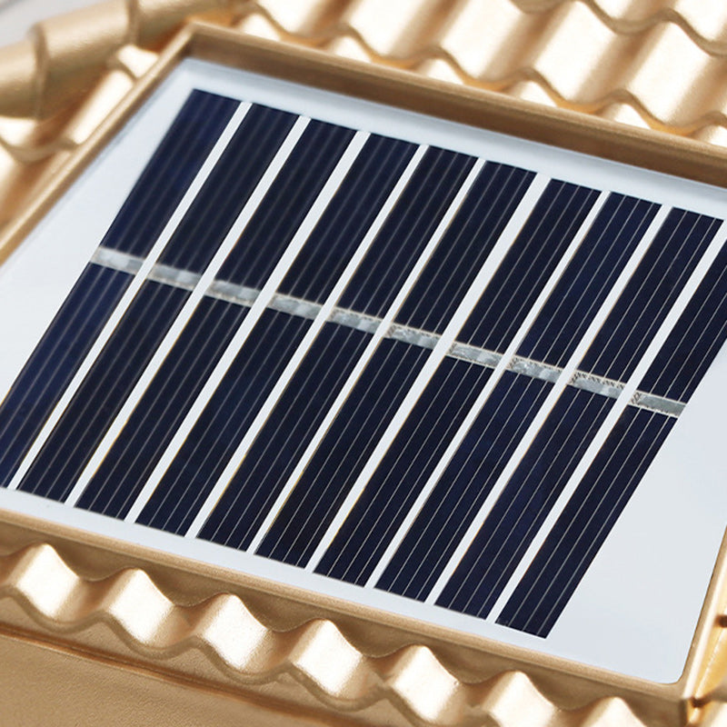عمود صيني تقليدي مربع للطاقة الشمسية مقاوم للماء من مادة PC ABS بإضاءة LED للمناظر الطبيعية ضوء خارجي للفناء الخارجي 