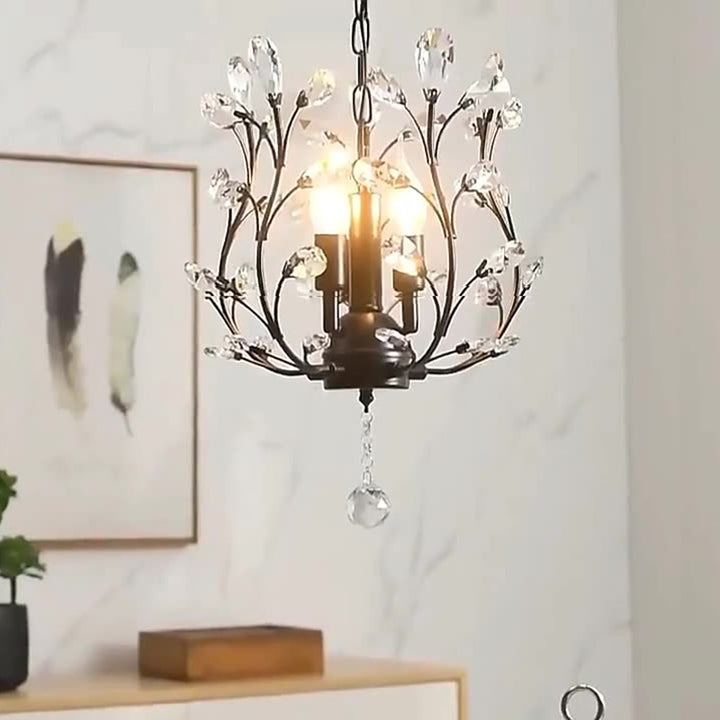 Branches contemporaines scandinaves en verre de cristal et fer à 3 lumières pour salon 