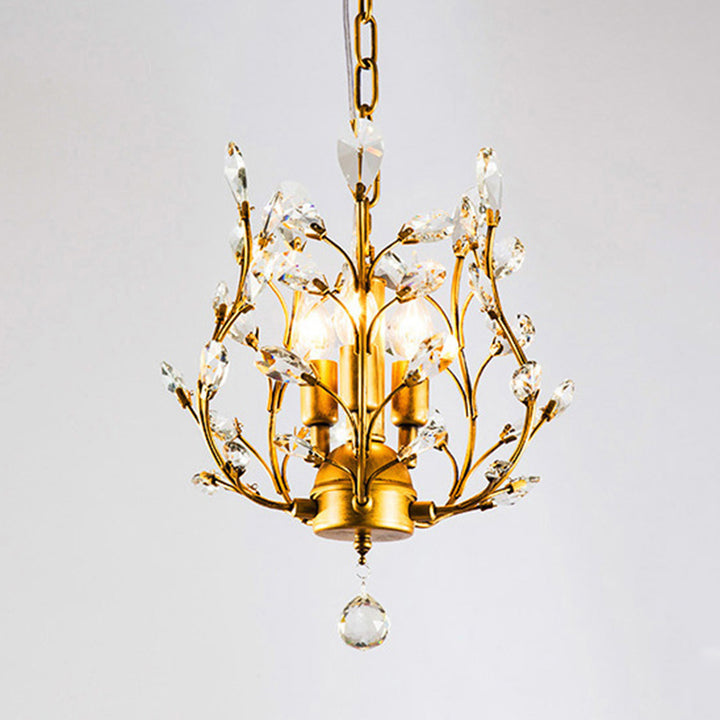Branches contemporaines scandinaves en verre de cristal et fer à 3 lumières pour salon 