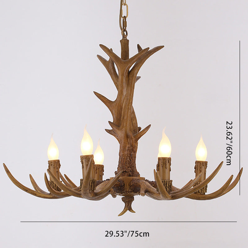 Traditionelle Vintage Geweih Zweig Glas Harz 5/6/8 Licht Kronleuchter Für Wohnzimmer 