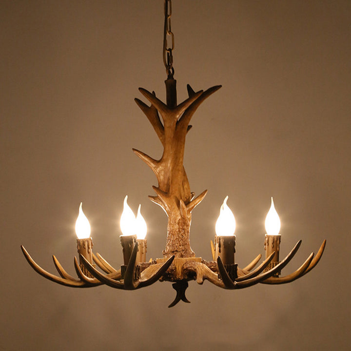 Traditionelle Vintage Geweih Zweig Glas Harz 5/6/8 Licht Kronleuchter Für Wohnzimmer 