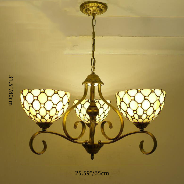 Traditionelle Tiffany Zweig Halb Runde Glas Eisen 3/6/8 Licht Kronleuchter Für Wohnzimmer 