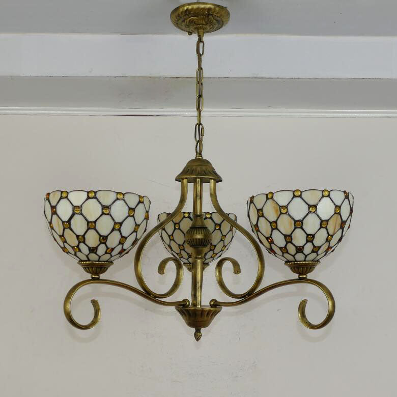 Traditionelle Tiffany Zweig Halb Runde Glas Eisen 3/6/8 Licht Kronleuchter Für Wohnzimmer 