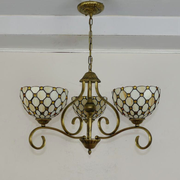 Traditionelle Tiffany Zweig Halb Runde Glas Eisen 3/6/8 Licht Kronleuchter Für Wohnzimmer 