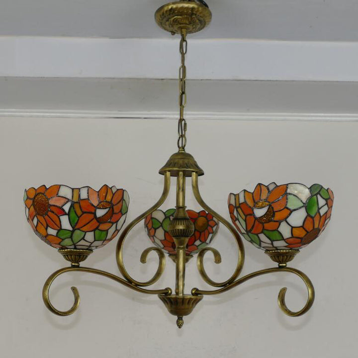 Traditionelle Tiffany Zweig Halb Runde Glas Eisen 3/6/8 Licht Kronleuchter Für Wohnzimmer 