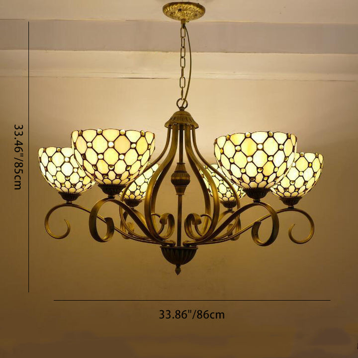 Traditionelle Tiffany Zweig Halb Runde Glas Eisen 3/6/8 Licht Kronleuchter Für Wohnzimmer 