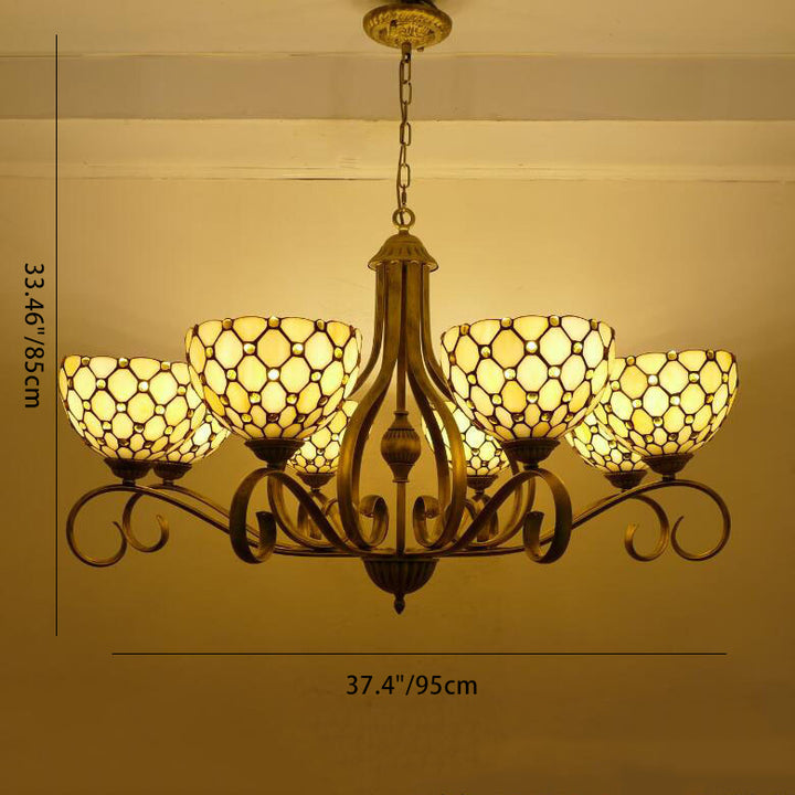 Traditionelle Tiffany Zweig Halb Runde Glas Eisen 3/6/8 Licht Kronleuchter Für Wohnzimmer 