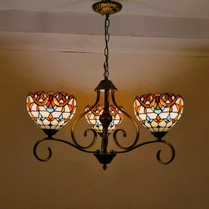 Traditionelle Tiffany Zweig Halb Runde Glas Eisen 3/6/8 Licht Kronleuchter Für Wohnzimmer 