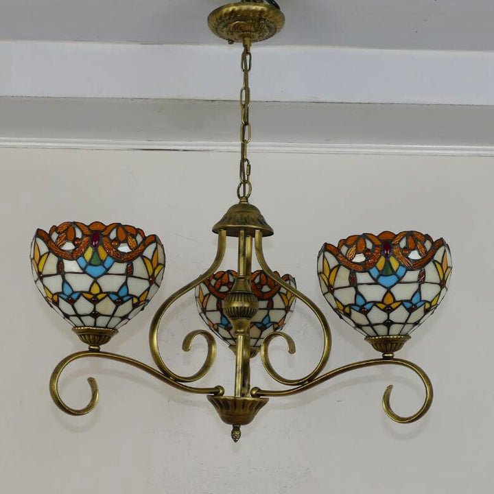 Traditionelle Tiffany Zweig Halb Runde Glas Eisen 3/6/8 Licht Kronleuchter Für Wohnzimmer 