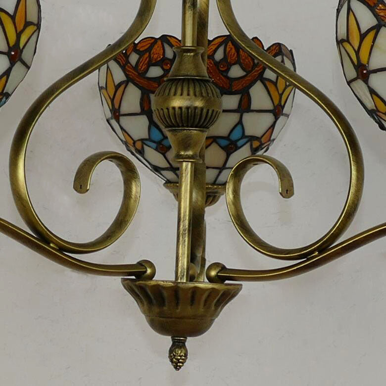 Traditionelle Tiffany Zweig Halb Runde Glas Eisen 3/6/8 Licht Kronleuchter Für Wohnzimmer 