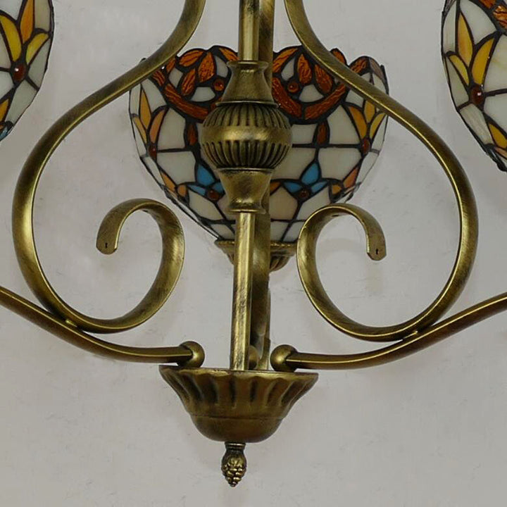 Traditionelle Tiffany Zweig Halb Runde Glas Eisen 3/6/8 Licht Kronleuchter Für Wohnzimmer 