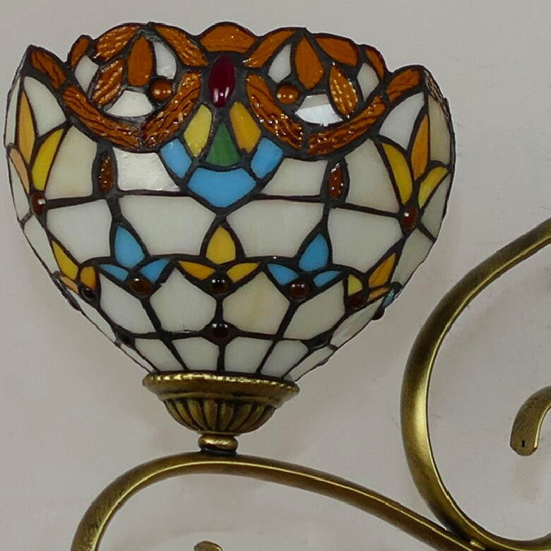 Traditionelle Tiffany Zweig Halb Runde Glas Eisen 3/6/8 Licht Kronleuchter Für Wohnzimmer 