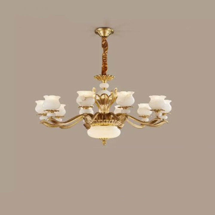 Moderne Luxus Floral Runde Zweig Marmor Messing 6/8/10 Licht Kronleuchter Für Wohnzimmer 