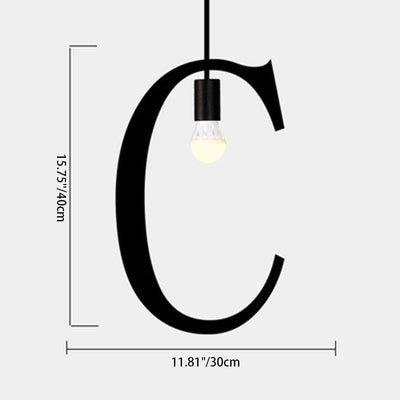 Alphabète Moderne Minimaliste Verre Fer Suspension à 1 Lumière Pour Salon 