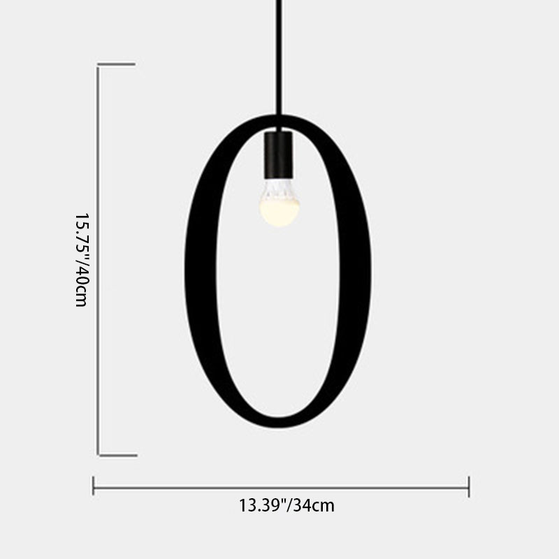 Alphabète Moderne Minimaliste Verre Fer Suspension à 1 Lumière Pour Salon 