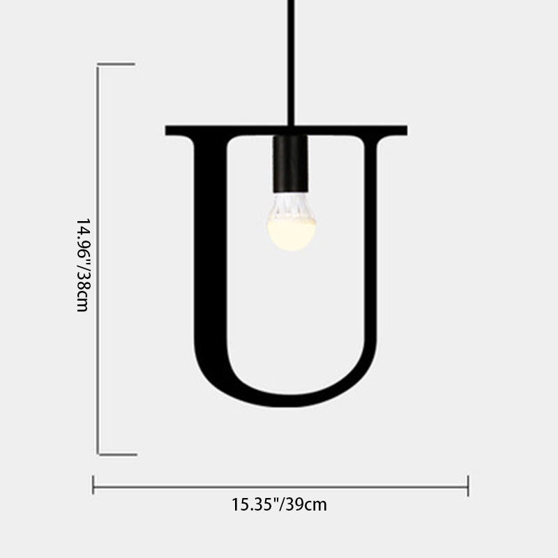 Alphabète Moderne Minimaliste Verre Fer Suspension à 1 Lumière Pour Salon 