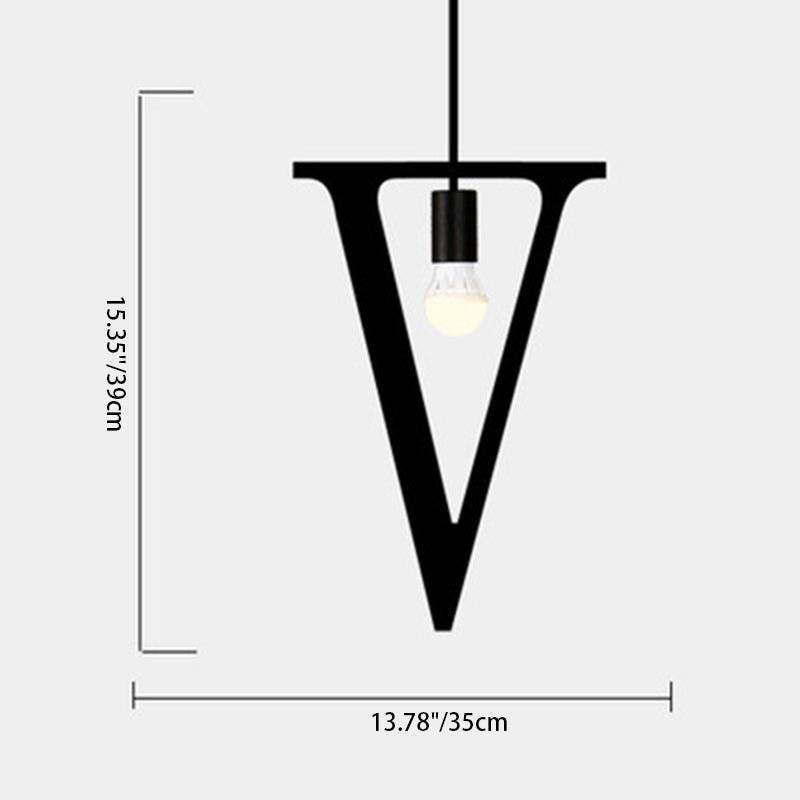 Alphabète Moderne Minimaliste Verre Fer Suspension à 1 Lumière Pour Salon 