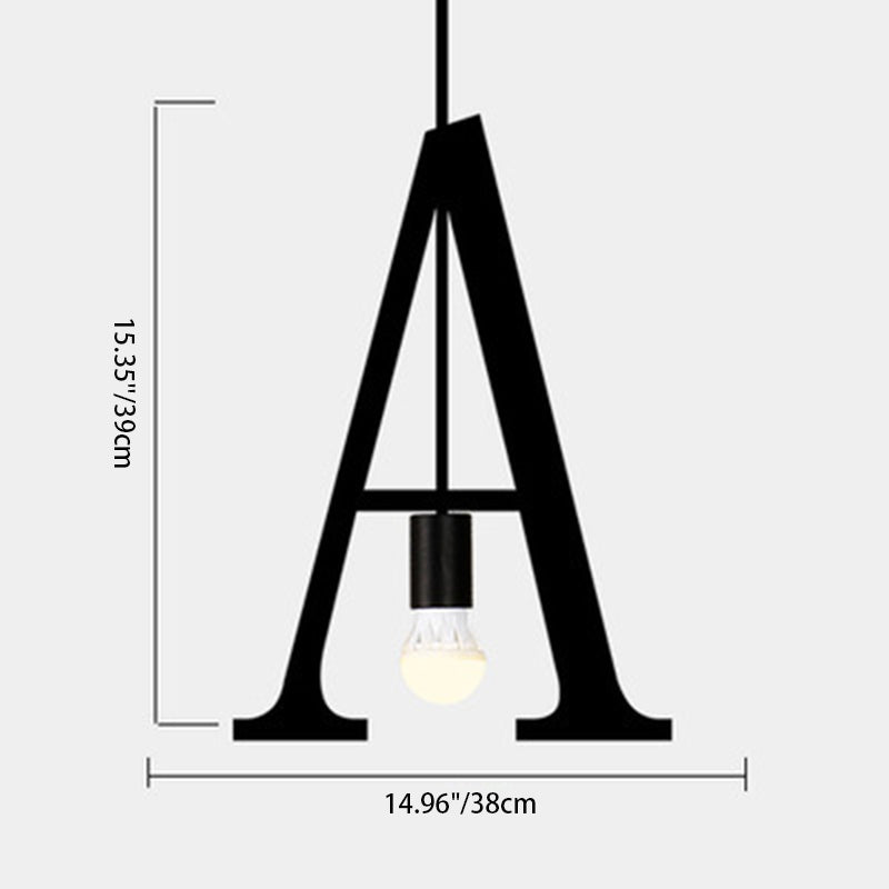 Lampe suspendue moderne minimaliste en forme de lettre en verre et fer avec 1 lumière pour salon 