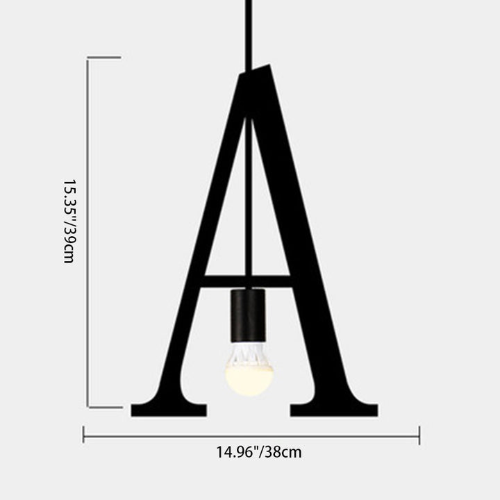Lampe suspendue moderne minimaliste en forme de lettre en verre et fer avec 1 lumière pour salon 