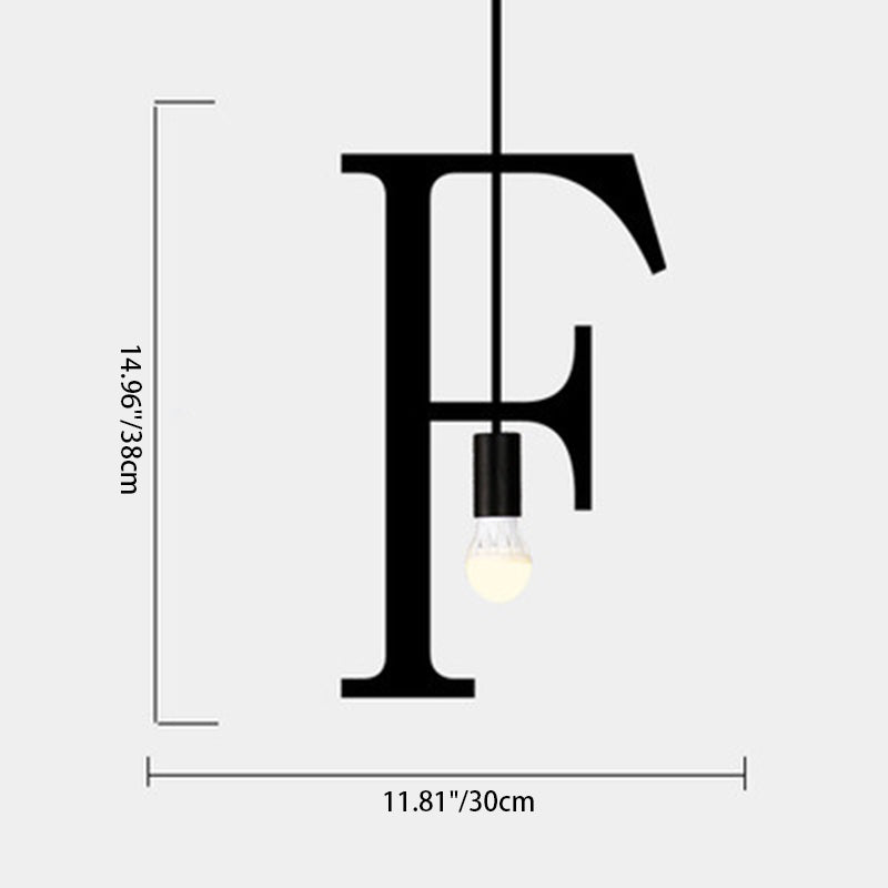 Lampe suspendue moderne minimaliste en forme de lettre en verre et fer avec 1 lumière pour salon 
