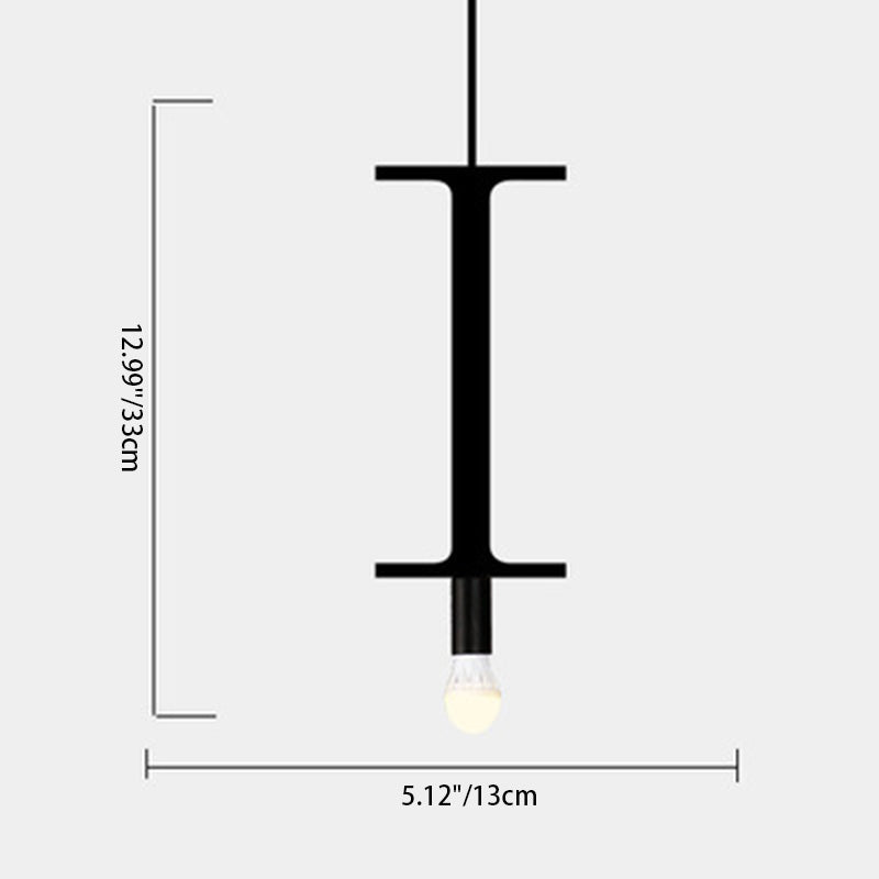 Lampe suspendue moderne minimaliste en forme de lettre en verre et fer avec 1 lumière pour salon 