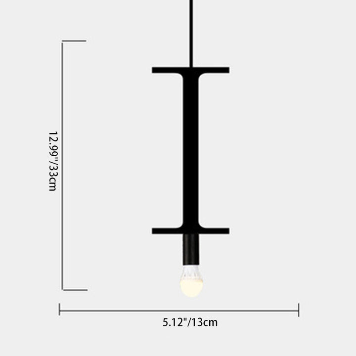 Lampe suspendue moderne minimaliste en forme de lettre en verre et fer avec 1 lumière pour salon 