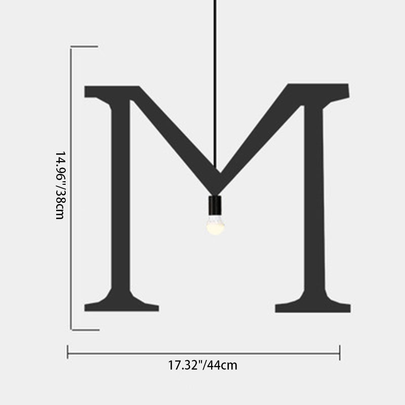 Lampe suspendue moderne minimaliste en forme de lettre en verre et fer avec 1 lumière pour salon 