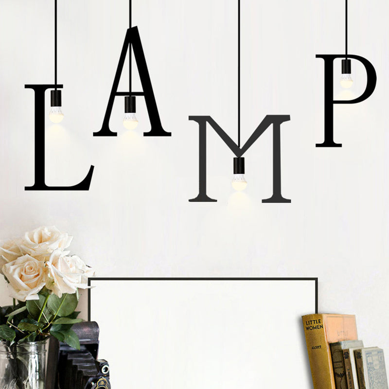 Lampe suspendue moderne minimaliste en forme de lettre en verre et fer avec 1 lumière pour salon 