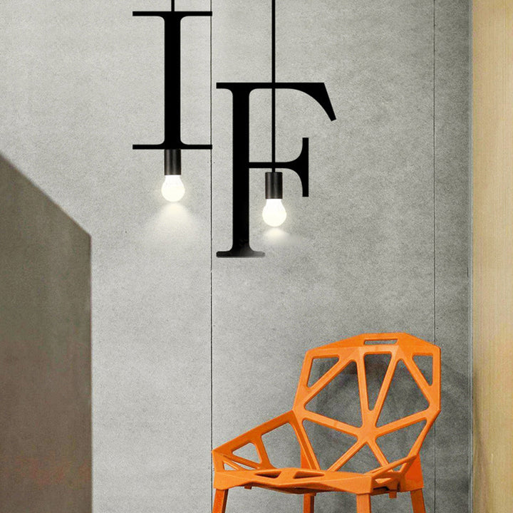 Lampe suspendue moderne minimaliste en forme de lettre en verre et fer avec 1 lumière pour salon 