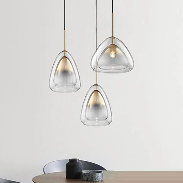 Zeitgenössische skandinavische Dreieck-Glas-Hardware 1-Licht Pendelleuchte für Schlafzimmer 