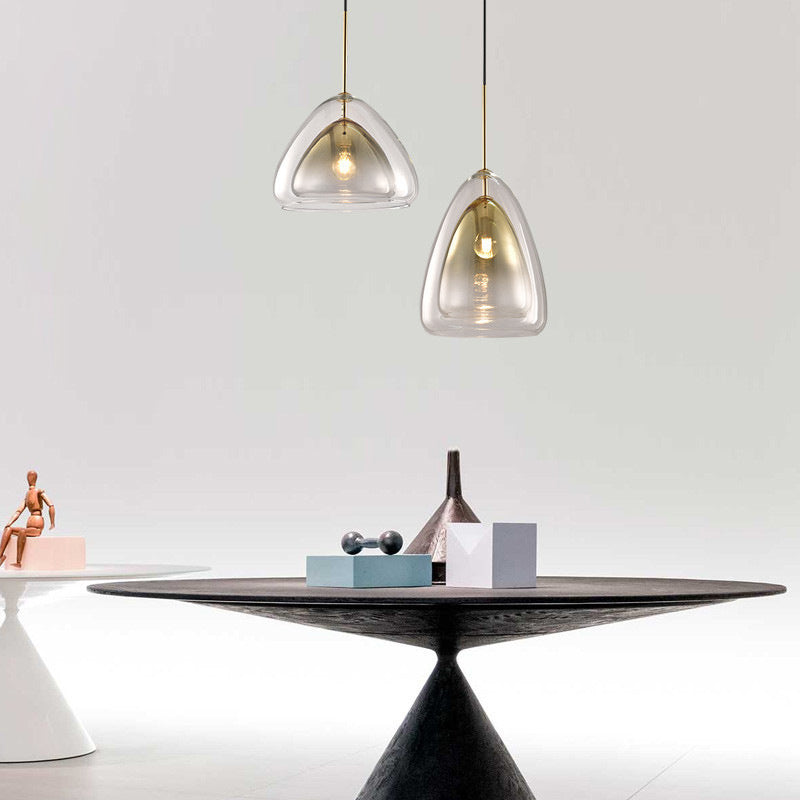 Matériel en verre triangulaire scandinave contemporain 1-lampe suspension pour chambre 
