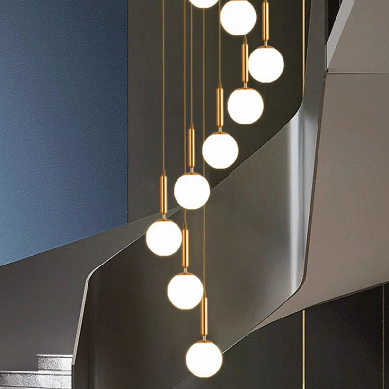 Lustre Moderne en Verre Rond avec Haricots Magiques et 9 Lumières en Fer pour Salon 
