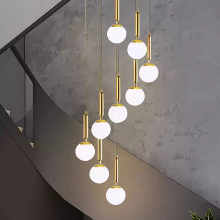 Lustre Moderne en Verre Rond avec Haricots Magiques et 9 Lumières en Fer pour Salon 