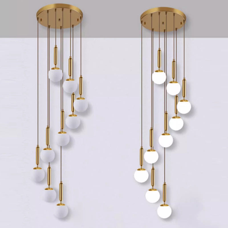 Lustre Moderne en Verre Rond avec Haricots Magiques et 9 Lumières en Fer pour Salon 