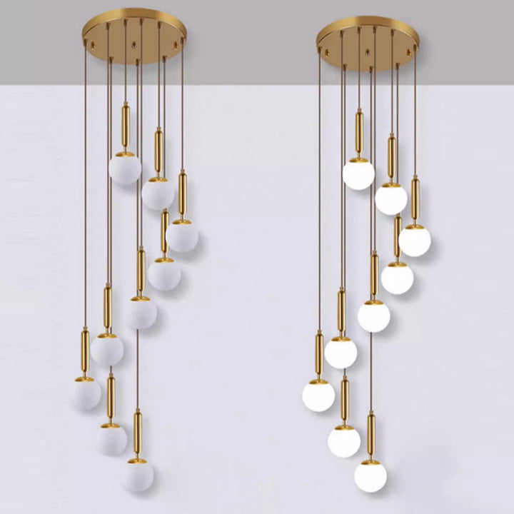 Lustre Moderne en Verre Rond avec Haricots Magiques et 9 Lumières en Fer pour Salon 