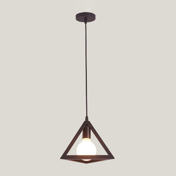 Suspension lumineuse à 1 lumière en fer squelette triangle carré industriel contemporain pour salon 