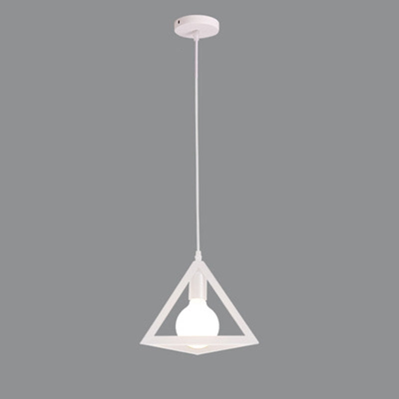Suspension lumineuse à 1 lumière en fer squelette triangle carré industriel contemporain pour salon 