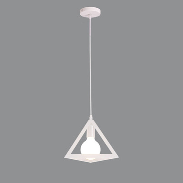 Suspension lumineuse à 1 lumière en fer squelette triangle carré industriel contemporain pour salon 