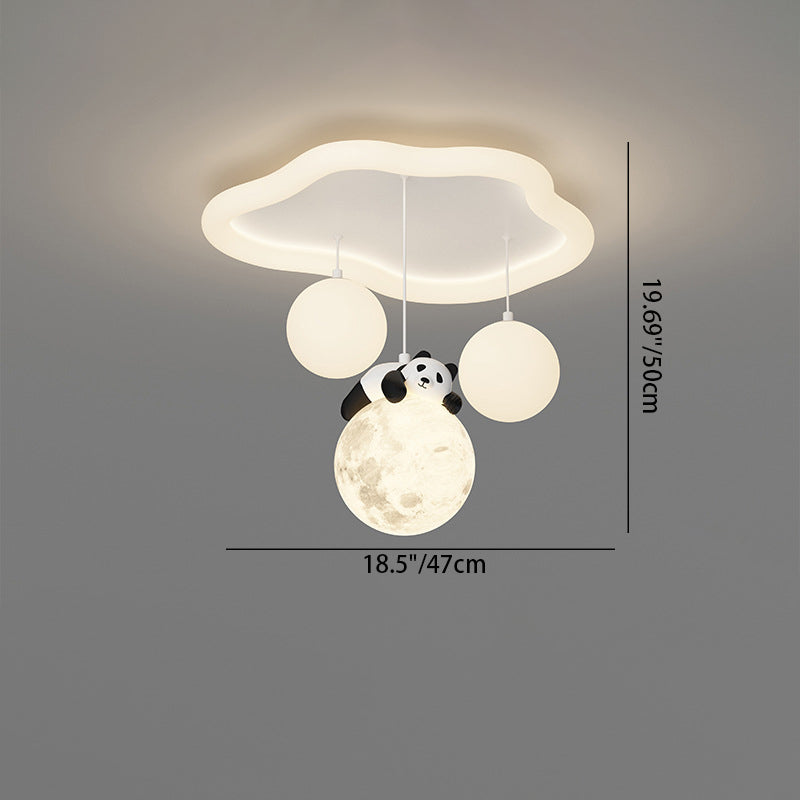 Zeitgenössische kreative Panda Orb Cloud Petal Pebbles PE Eisen LED Unterputz Deckenleuchte für Schlafzimmer 