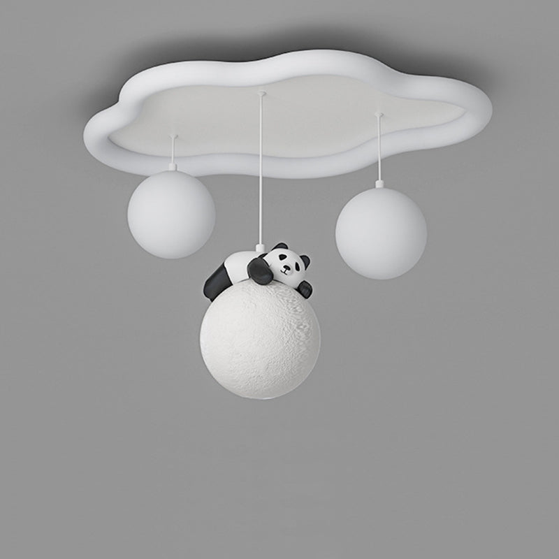 Zeitgenössische kreative Panda Orb Cloud Petal Pebbles PE Eisen LED Unterputz Deckenleuchte für Schlafzimmer 