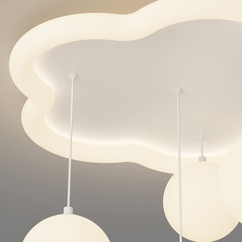 Zeitgenössische kreative Panda Orb Cloud Petal Pebbles PE Eisen LED Unterputz Deckenleuchte für Schlafzimmer 