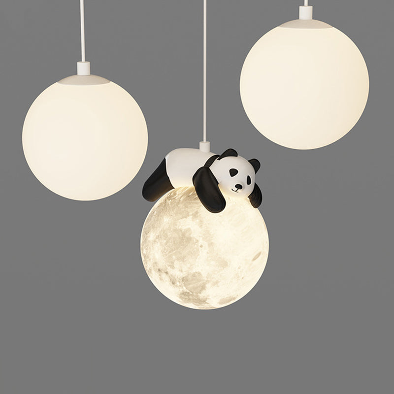Zeitgenössische kreative Panda Orb Cloud Petal Pebbles PE Eisen LED Unterputz Deckenleuchte für Schlafzimmer 