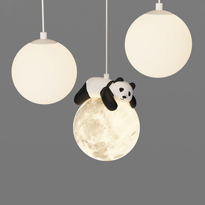 Zeitgenössische kreative Panda Orb Cloud Petal Pebbles PE Eisen LED Unterputz Deckenleuchte für Schlafzimmer 