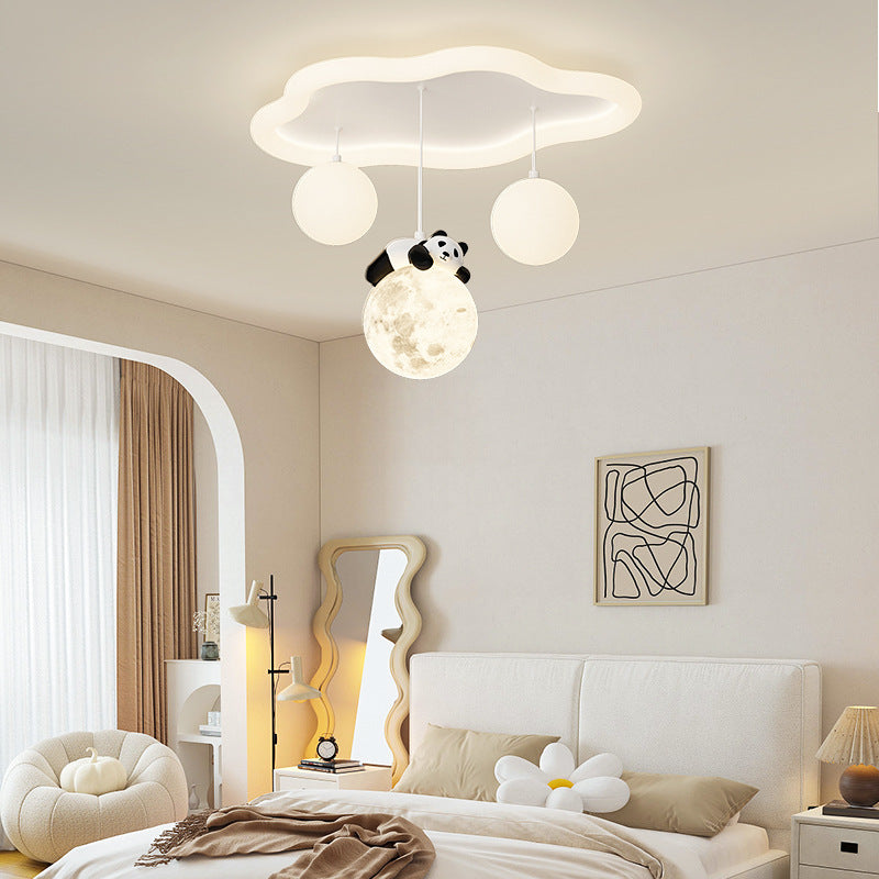 Zeitgenössische kreative Panda Orb Cloud Petal Pebbles PE Eisen LED Unterputz Deckenleuchte für Schlafzimmer 