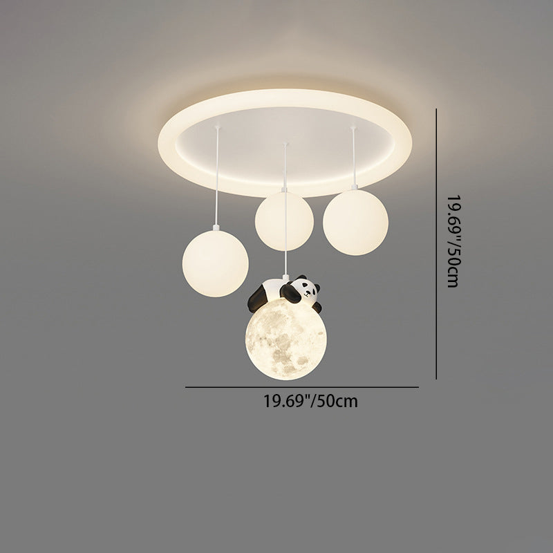 Zeitgenössische kreative Panda Orb Cloud Petal Pebbles PE Eisen LED Unterputz Deckenleuchte für Schlafzimmer 