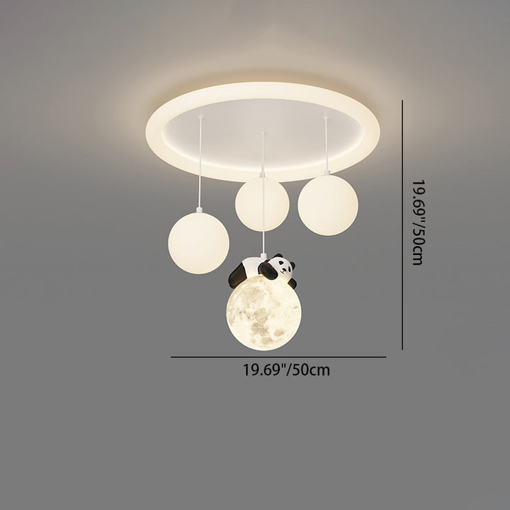 Zeitgenössische kreative Panda Orb Cloud Petal Pebbles PE Eisen LED Unterputz Deckenleuchte für Schlafzimmer 