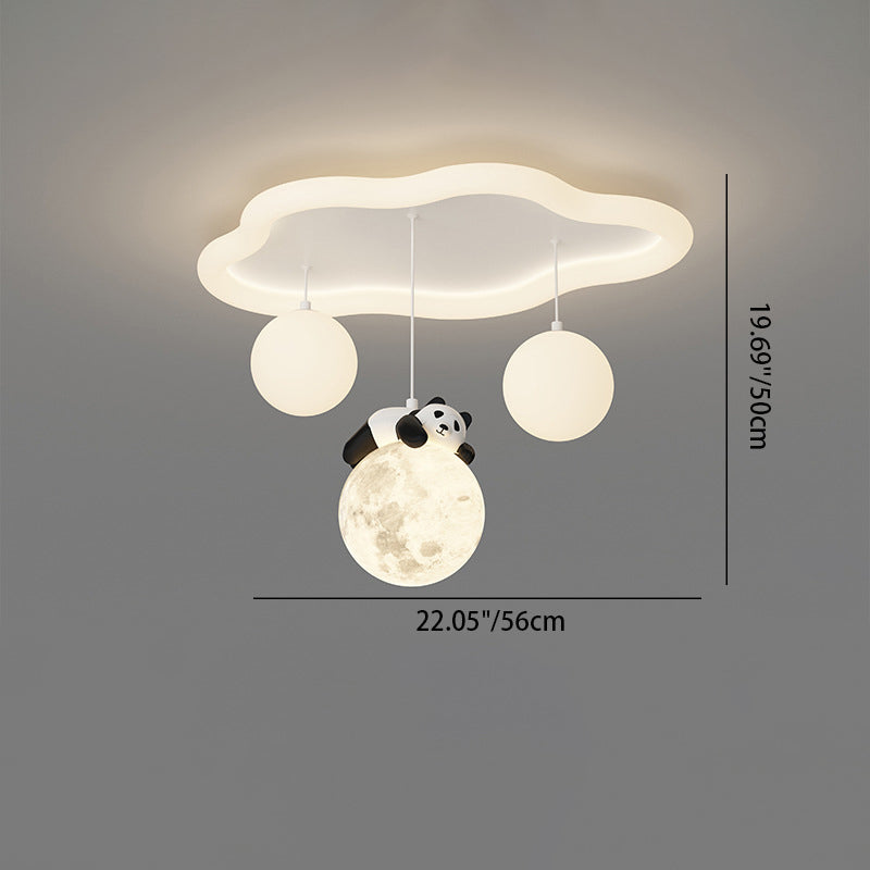 Zeitgenössische kreative Panda Orb Cloud Petal Pebbles PE Eisen LED Unterputz Deckenleuchte für Schlafzimmer 